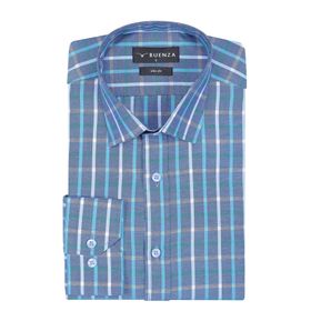 Buenza SRY 047 Yeşil Soft Ekose Slim Fit Uzun Kol Erkek Gömlek