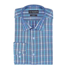 Buenza SRY 047 Yeşil Soft Ekose Slim Fit Uzun Kol Erkek Gömlek