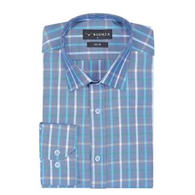 Buenza SRY 047 Yeşil Soft Ekose Slim Fit Uzun Kol Erkek Gömlek
