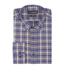 Buenza SRY 058 Hardal Soft Ekose Slim Fit Uzun Kol Erkek Gömlek