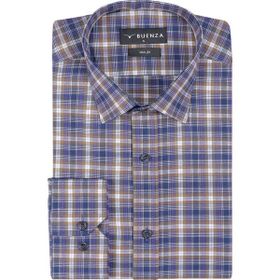 Buenza SRY 058 Hardal Soft Ekose Slim Fit Uzun Kol Erkek Gömlek