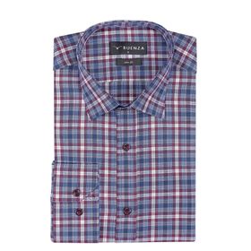 Buenza SRY 058 Kırmızı Soft Ekose Slim Fit Uzun Kol Erkek Gömlek