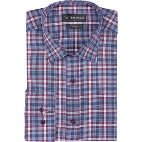 Buenza SRY 058 Kırmızı Soft Ekose Slim Fit Uzun Kol Erkek Gömlek
