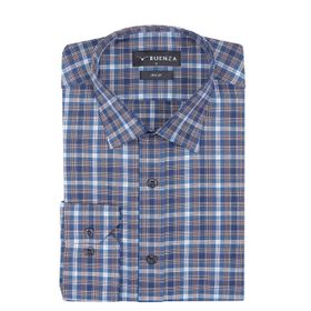 Buenza SRY 058 Lacivert Soft Ekose Slim Fit Uzun Kol Erkek Gömlek