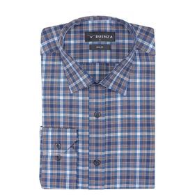 Buenza SRY 058 Lacivert Soft Ekose Slim Fit Uzun Kol Erkek Gömlek