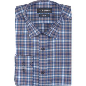 Buenza SRY 058 Lacivert Soft Ekose Slim Fit Uzun Kol Erkek Gömlek