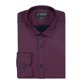 Buenza SRY 408 Bordo Empirme Licra Uzunkol Slim Fit Erkek Gömlek