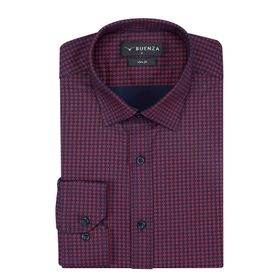 Buenza SRY 408 Bordo Empirme Licra Uzunkol Slim Fit Erkek Gömlek