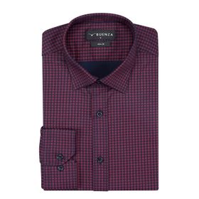 Buenza SRY 408 Bordo Empirme Licra Uzunkol Slim Fit Erkek Gömlek