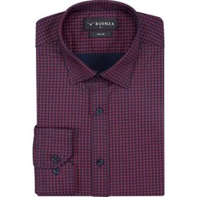 Buenza SRY 408 Bordo Empirme Licra Uzunkol Slim Fit Erkek Gömlek