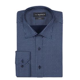 Buenza SRY 408 Lacivert Empirme Licra Uzunkol Slim Fit Erkek Gömlek