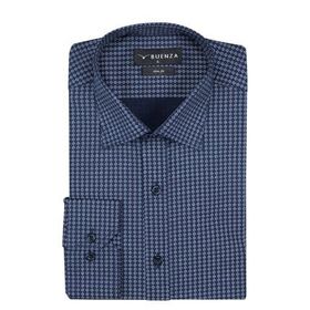 Buenza SRY 408 Lacivert Empirme Licra Uzunkol Slim Fit Erkek Gömlek