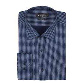 Buenza SRY 408 Lacivert Empirme Licra Uzunkol Slim Fit Erkek Gömlek