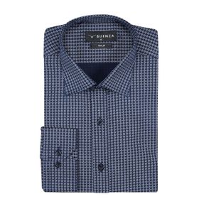 Buenza SRY 408 Lacivert Empirme Licra Uzunkol Slim Fit Erkek Gömlek