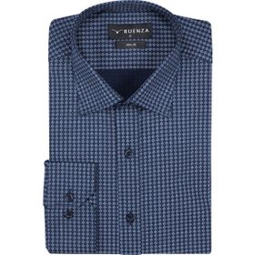 Buenza SRY 408 Lacivert Empirme Licra Uzunkol Slim Fit Erkek Gömlek