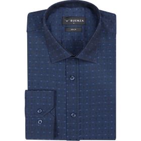 Buenza SRY 41110 Lacivert Slim Fit Uzun Kol Erkek Gömlek