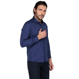 Buenza SRY 902 Lacivert Empirme Gold Uzun Kol Slim Fit Erkek Gömlek
