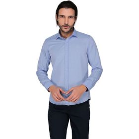 Buenza SRY 902 Mavi Empirme Gold Uzun Kol Slim Fit Erkek Gömlek