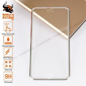 Bufalo İphone 6 Metal Kenarlı Cam Gri Ekran Koruyucu