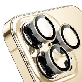 Buff iPhone 13 Pro / 13 Pro Max Altın Screen Protector 9H Safir Cam Kamera Metal Lens Koruyucu
