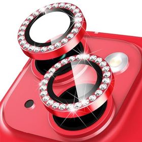 Buff iPhone 14 / 14 Plus Uyumlu Diamond Series Taşlı Kırmızı Kamera Lens Koruyucu