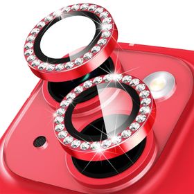 Buff iPhone 14 / 14 Plus Uyumlu Diamond Series Taşlı Kırmızı Kamera Lens Koruyucu