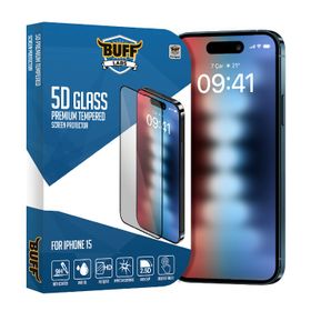 Buff iPhone 15 5D Glass Şeffaf Ekran Koruyucu
