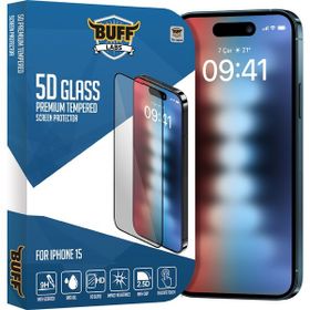 Buff iPhone 15 5D Glass Şeffaf Ekran Koruyucu