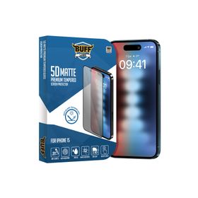 Buff iPhone 15 5D Matte Şeffaf Ekran Koruyucu
