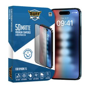 Buff iPhone 15 5D Matte Şeffaf Ekran Koruyucu