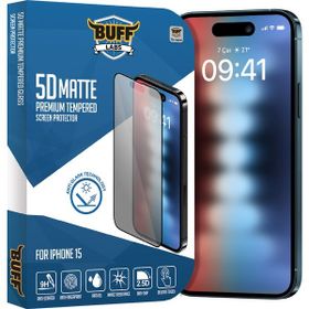 Buff iPhone 15 5D Matte Şeffaf Ekran Koruyucu