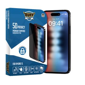 Buff iPhone 15 5D Privacy Şeffaf Ekran Koruyucu