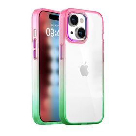 Buff iPhone 15 Air Bumper Pembe Rainbow Kılıf