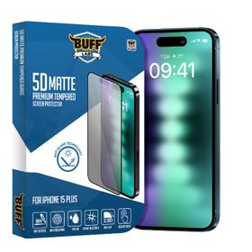 Buff iPhone 15 Plus 5D Matte Şeffaf Ekran Koruyucu