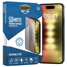 Buff iPhone 15 Pro 5D Matte Şeffaf Ekran Koruyucu