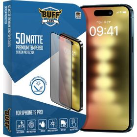 Buff iPhone 15 Pro 5D Matte Şeffaf Ekran Koruyucu