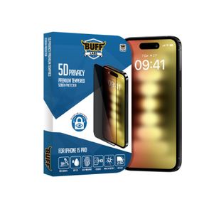 Buff iPhone 15 Pro 5D Privacy Şeffaf Ekran Koruyucu