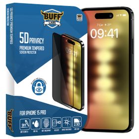 Buff iPhone 15 Pro 5D Privacy Şeffaf Ekran Koruyucu