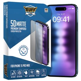 Buff iPhone 15 Pro Max 5D Mat Şeffaf Ekran Koruyucu