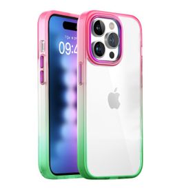 Buff iPhone 15 Pro Max Air Bumper Pembe Rainbow Kılıf