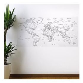 Buffer 110x56 cm Yazılabilir Dünya Haritası Manyetik Duvar Stickerı