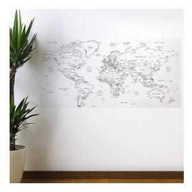 Buffer 110x56 cm Yazılabilir Dünya Haritası Manyetik Duvar Stickerı