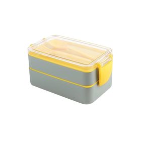 Buffer 15YT1805B 2 Bölmeli Çok Amaçlı 900 ml Kapasiteli Çatal Kaşıklı Dayanıklı Beslenme Kabı Yiyecek Kutusu