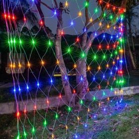 Buffer 1x2 m 8 Animasyonlu Farklı Işık Modu RGB Fişli Dekoratif File Ağ Perde 192 LED
