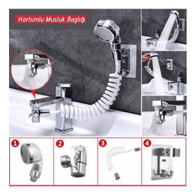 Buffer 2 In 1 Spiral Hortumlu Ayarlanabilir Hareketli Banyo Mutfak Lavabo Musluk Duş Başlığı