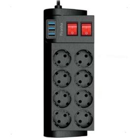 Buffer 2 mt 16A 4000W Isıya Dayanıklı Termal Akım Korumalı 8'li Priz ve 3 USB'li Uzatma Kablosu