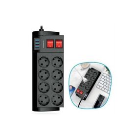 Buffer 2 mt 16A 4000W Isıya Dayanıklı Termal Akım Korumalı 8'li Priz ve 3 USB'li Uzatma Kablosu