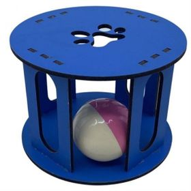 Buffer Ahşap Kafes Renkli Toplu Kedi Patisi Desenli Sesli Kedi Oyuncağı