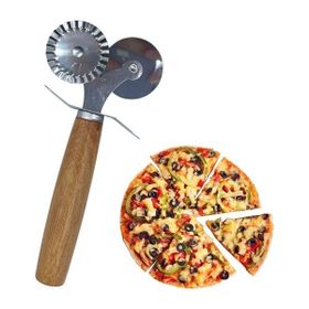 Buffer Ahşap Saplı 2'li Hamur Kesme Ruleti Düz ve Dalgalı Pizza Börek Kesici Aparatı