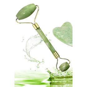 Buffer Çift Taraflı 2'li Cilt Yüz Masaj Aleti Jade Roller Yeşim Taşı Seti